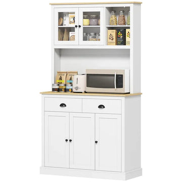 Freestanding Kitchen Cabinet, 71" Tall Pantry Cabinet, Modern Hutch with Wide Countertop, Adjustable Shelves, White - product image 1