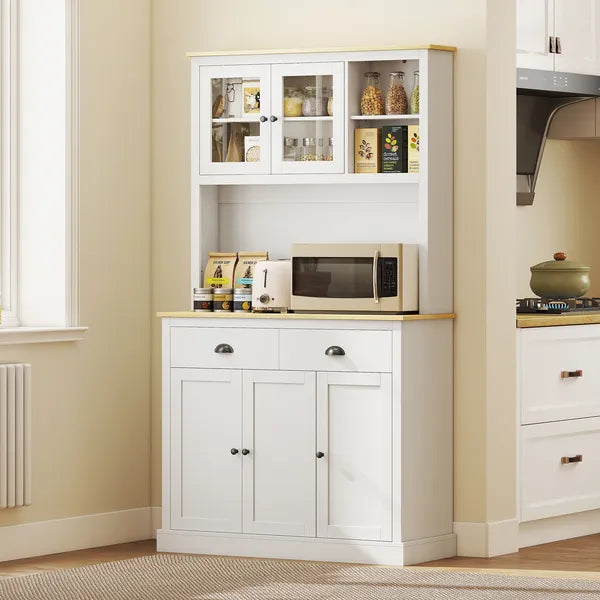 Freestanding Kitchen Cabinet, 71" Tall Pantry Cabinet, Modern Hutch with Wide Countertop, Adjustable Shelves, White - product image 10