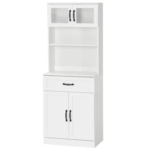 Freestanding Kitchen Pantry, 4-Door Buffet Cabinet with Hutch, Coffee Bar with Adjustable Shelves, 63.5 Inches, White - product image 12