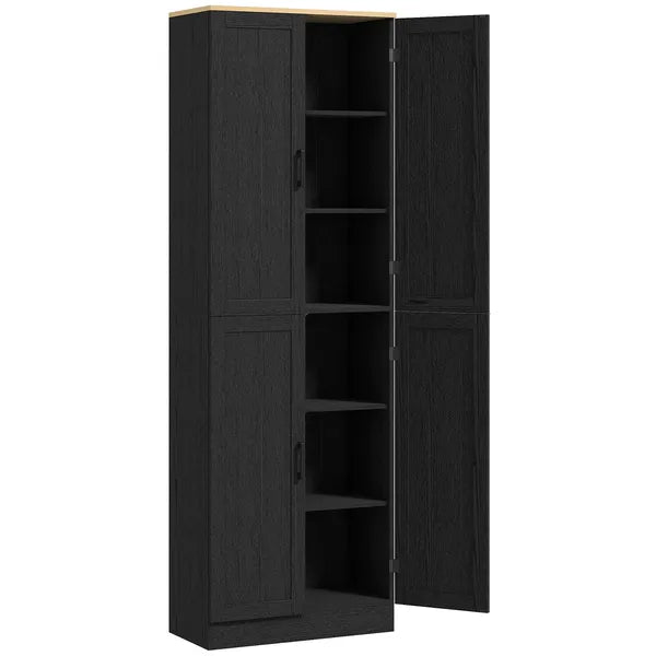 Freestanding Kitchen Pantry, 4-Door Kitchen Pantry Cabinet with Adjustable Shelves and Doors, Distressed Black - product image 12