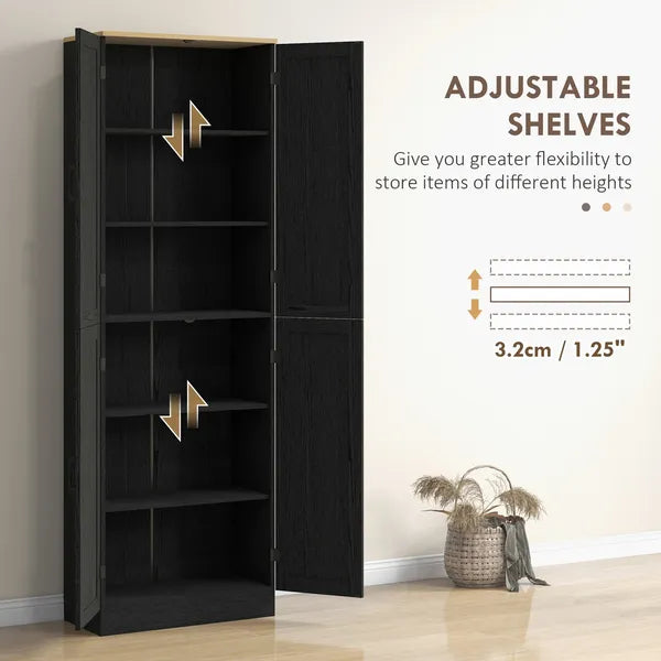 Freestanding Kitchen Pantry, 4-Door Kitchen Pantry Cabinet with Adjustable Shelves and Doors, Distressed Black - product image 5