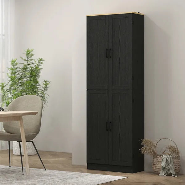 Freestanding Kitchen Pantry, 4-Door Kitchen Pantry Cabinet with Adjustable Shelves and Doors, Distressed Black - product image 8