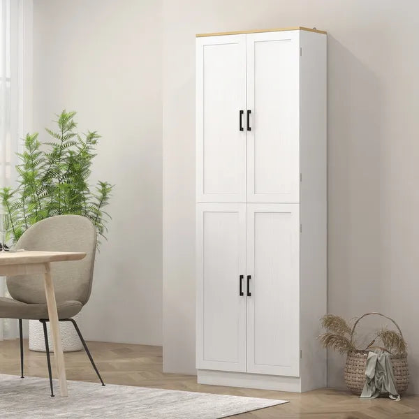 HOMCOM Freestanding Kitchen Pantry, 4-Door Kitchen Pantry Cabinet with Adjustable Shelves and Doors, Distressed White - product image 8