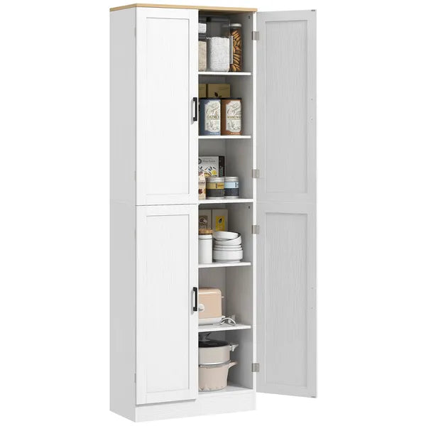 HOMCOM Freestanding Kitchen Pantry, 4-Door Kitchen Pantry Cabinet with Adjustable Shelves and Doors, Distressed White - product image 11