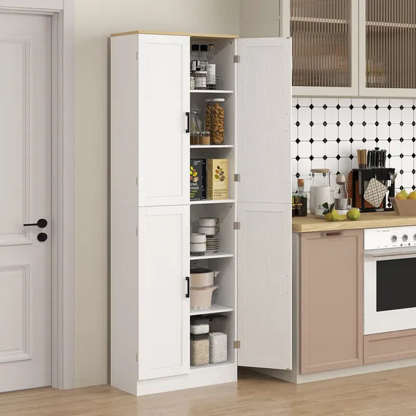 HOMCOM Freestanding Kitchen Pantry, 4-Door Kitchen Pantry Cabinet with Adjustable Shelves and Doors, Distressed White - product image 10