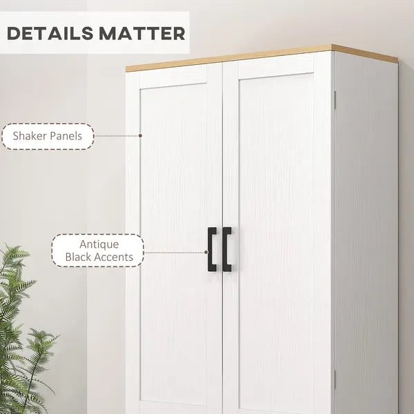 HOMCOM Freestanding Kitchen Pantry, 4-Door Kitchen Pantry Cabinet with Adjustable Shelves and Doors, Distressed White - product image 7
