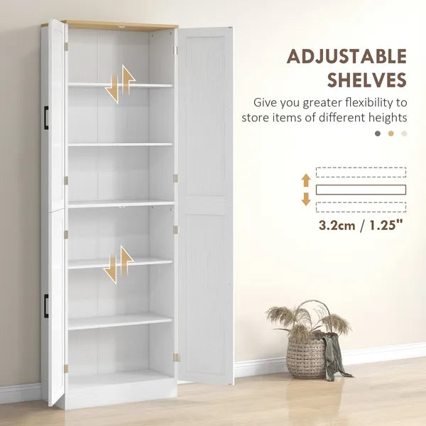 HOMCOM Freestanding Kitchen Pantry, 4-Door Kitchen Pantry Cabinet with Adjustable Shelves and Doors, Distressed White - product image 5
