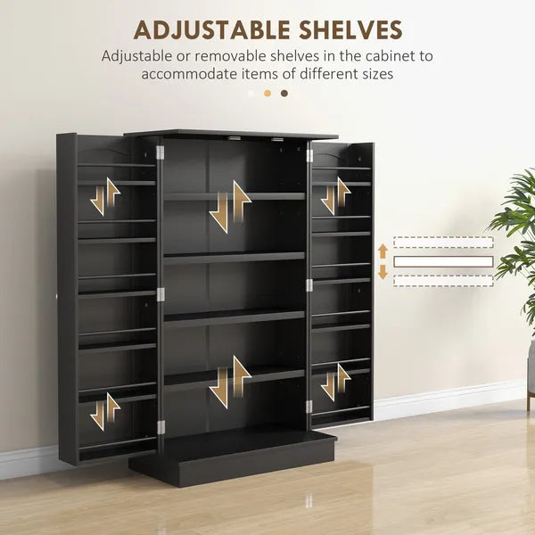 HOMCOM Freestanding Kitchen Pantry Cabinet, Kitchen Cabinet with 12 Door Shelves, Double Doors, 5-tier Shelving, Black - product image 5
