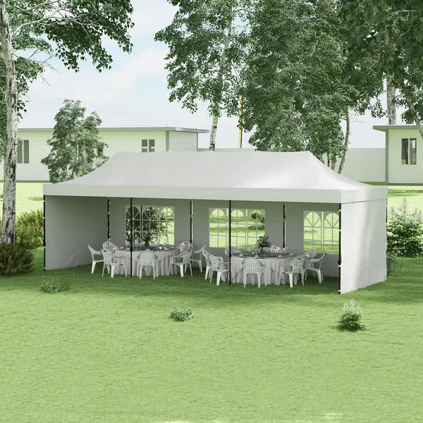 Outsunny Freestanding Shade Tent 9.5x28 White with Carry Bag Weights for Outdoor Events Gatherings Easy Transport - product image 2