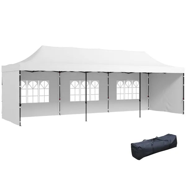 Outsunny Freestanding Shade Tent 9.5x28 White with Carry Bag Weights for Outdoor Events Gatherings Easy Transport - product image 11