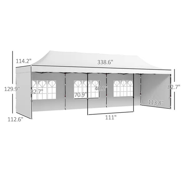 Outsunny Freestanding Shade Tent 9.5x28 White with Carry Bag Weights for Outdoor Events Gatherings Easy Transport - product image 3