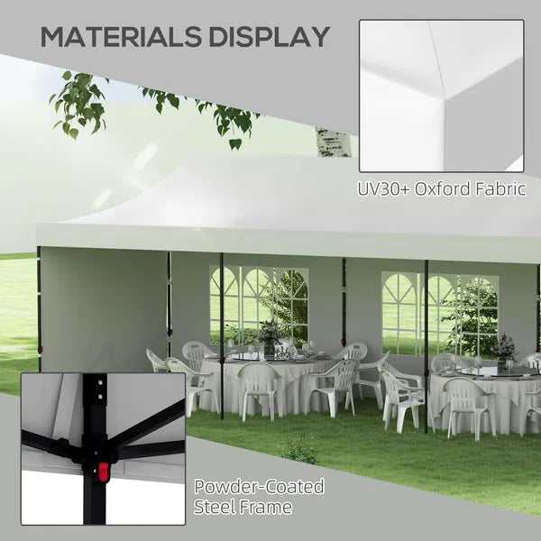 Outsunny Freestanding Shade Tent 9.5x28 White with Carry Bag Weights for Outdoor Events Gatherings Easy Transport - product image 7