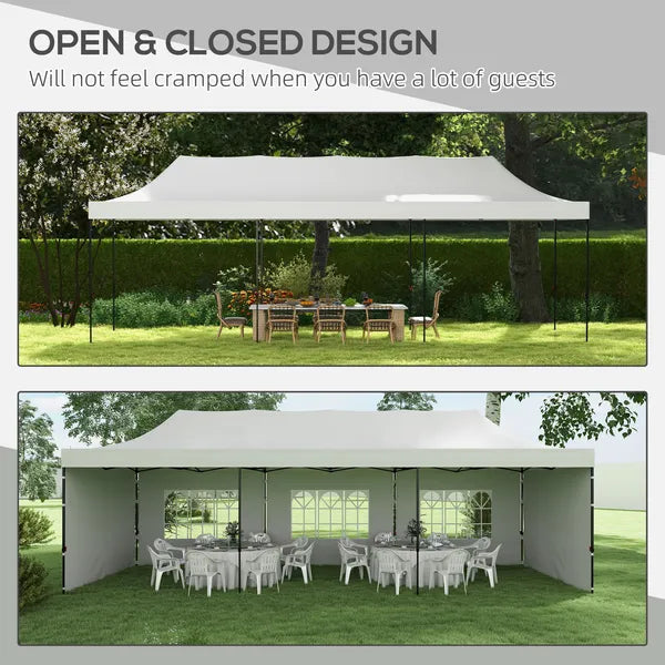 Outsunny Freestanding Shade Tent 9.5x28 White with Carry Bag Weights for Outdoor Events Gatherings Easy Transport - product image 8