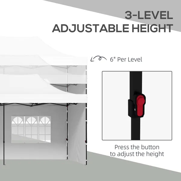 Outsunny Freestanding Shade Tent 9.5x28 White with Carry Bag Weights for Outdoor Events Gatherings Easy Transport - product image 5