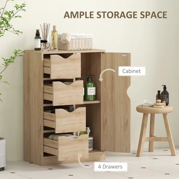 Freestanding Storage Cabinet Bathroom Floor Cabinet 4 Drawers Cupboard Oak for Bedroom Living Room - product image 5