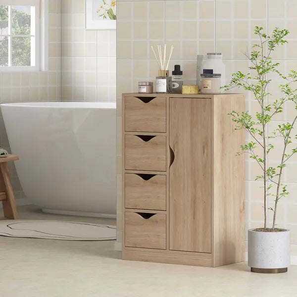 Freestanding Storage Cabinet Bathroom Floor Cabinet 4 Drawers Cupboard Oak for Bedroom Living Room - product image 2