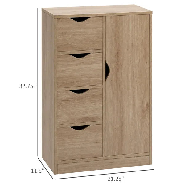 Freestanding Storage Cabinet Bathroom Floor Cabinet 4 Drawers Cupboard Oak for Bedroom Living Room - product image 3