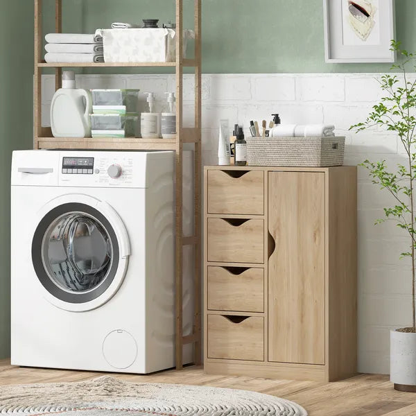 Freestanding Storage Cabinet Bathroom Floor Cabinet 4 Drawers Cupboard Oak for Bedroom Living Room - product image 11