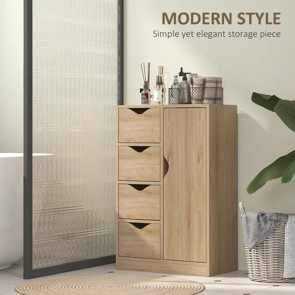 Freestanding Storage Cabinet Bathroom Floor Cabinet 4 Drawers Cupboard Oak for Bedroom Living Room - product image 4
