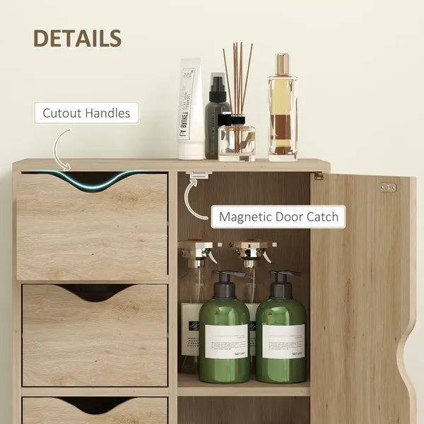 Freestanding Storage Cabinet Bathroom Floor Cabinet 4 Drawers Cupboard Oak for Bedroom Living Room - product image 6