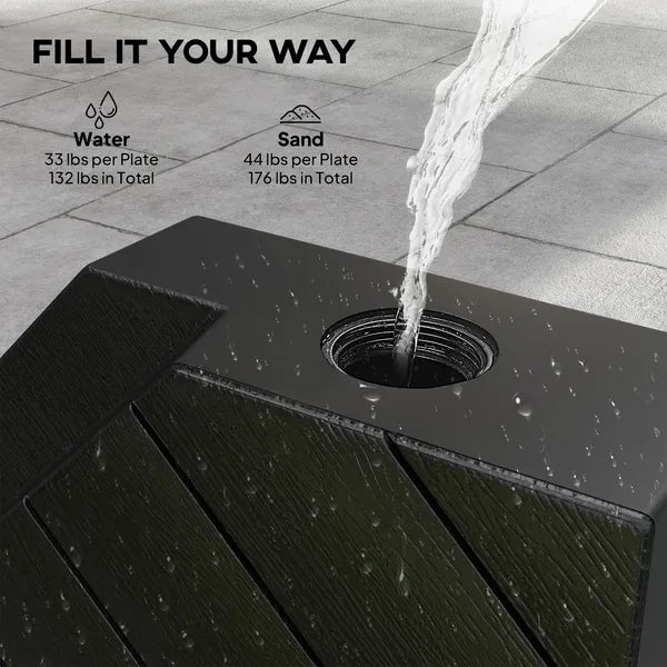 Outsunny Freestanding Umbrella Base: Heavy-Duty, Adjustable for Water or Sand Filling, 132/176 lbs, Black| - product image 5