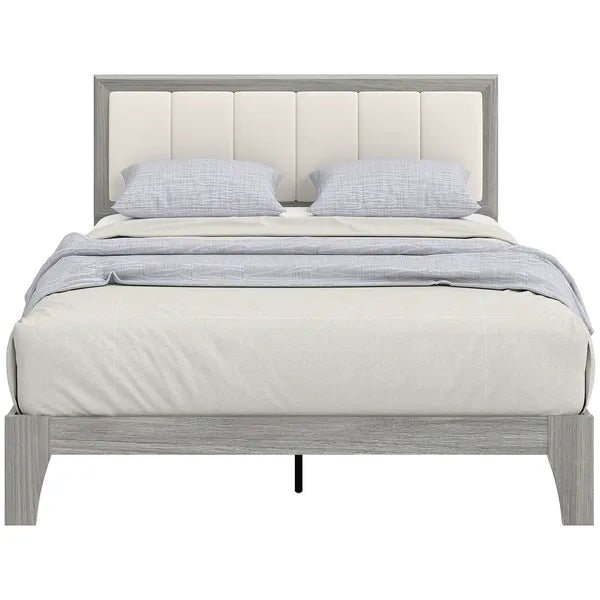 HOMCOM Full Bed Frame with Headboard Full Size Platform Bed Frame with Wooden Slats No Box Spring Needed Easy Assembly Gray - product image 11