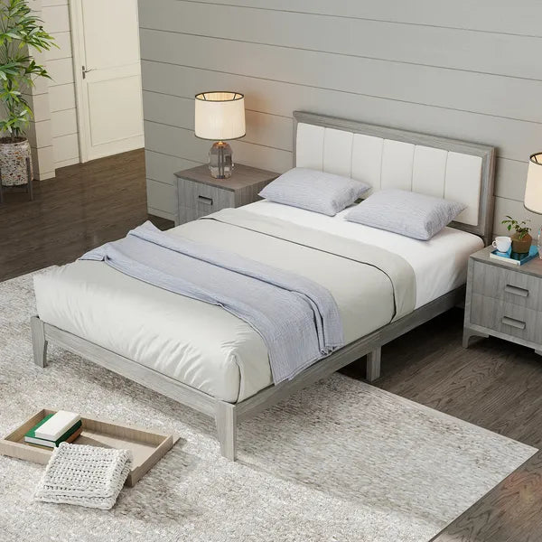 HOMCOM Full Bed Frame with Headboard Full Size Platform Bed Frame with Wooden Slats No Box Spring Needed Easy Assembly Gray - product image 9