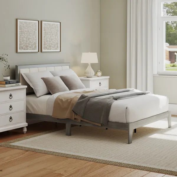 HOMCOM Full Bed Frame with Headboard Full Size Platform Bed Frame with Wooden Slats No Box Spring Needed Easy Assembly Gray - product image 8
