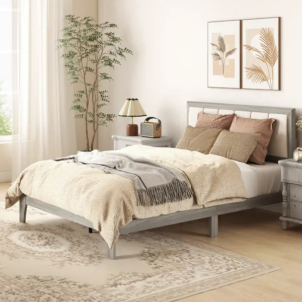 HOMCOM Full Bed Frame with Headboard Full Size Platform Bed Frame with Wooden Slats No Box Spring Needed Easy Assembly Gray - product image 10