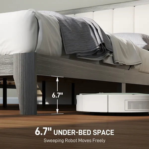 HOMCOM Full Bed Frame with Headboard Full Size Platform Bed Frame with Wooden Slats No Box Spring Needed Easy Assembly Gray - product image 5