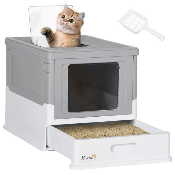 Fully Enclosed Cat Litter Box, Front Entry, Top Exit, Easy Clean, Gray - product image 11