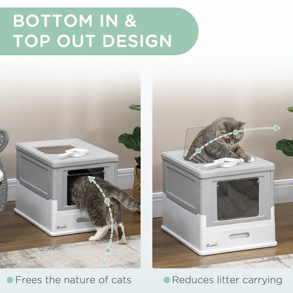 Fully Enclosed Cat Litter Box, Front Entry, Top Exit, Easy Clean, Gray - product image 5