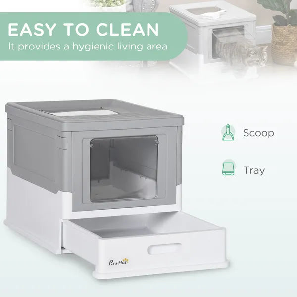 Fully Enclosed Cat Litter Box, Front Entry, Top Exit, Easy Clean, Gray - product image 4