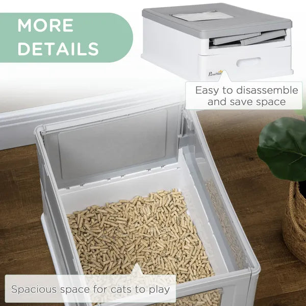 Fully Enclosed Cat Litter Box, Front Entry, Top Exit, Easy Clean, Gray - product image 7