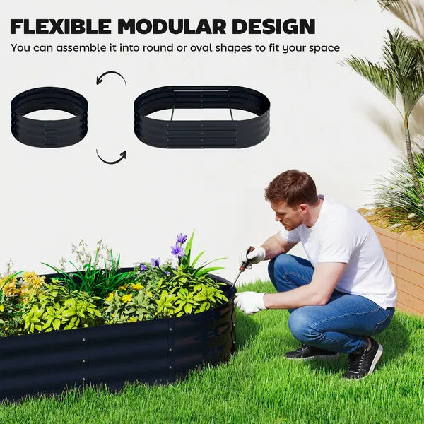 Galvanised Raised Garden Bed with Arched Trellis, 5 x 3 x 6ft Metal Outdoor Planter Box with Open Bottom, Dark Gray - product image 7