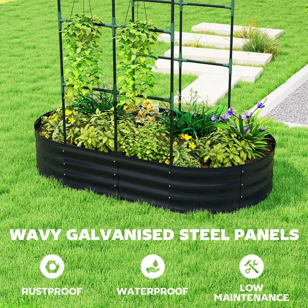 Galvanised Raised Garden Bed with Arched Trellis, 5 x 3 x 6ft Metal Outdoor Planter Box with Open Bottom, Dark Gray - product image 6