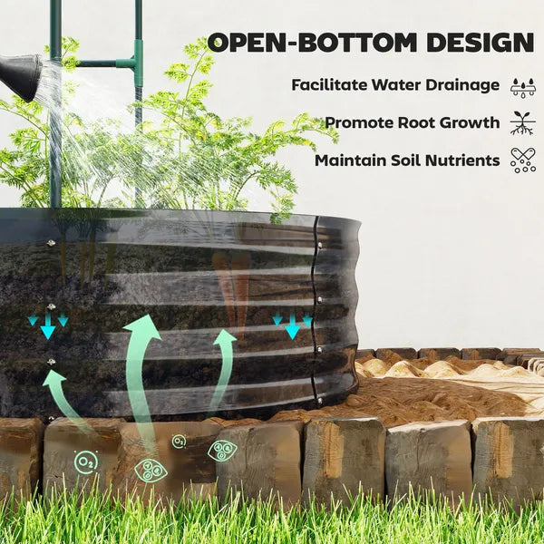 Galvanised Raised Garden Bed with Arched Trellis, 5 x 3 x 6ft Metal Outdoor Planter Box with Open Bottom, Dark Gray - product image 9