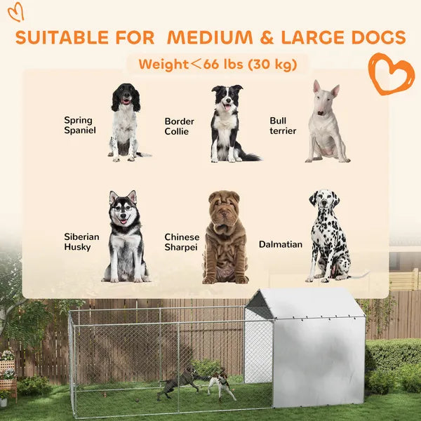 PawHut Galvanized Chain Link Large Outdoor Dog Kennel with Waterproof and UV-Resistant Cover, for MandL Dogs, 19.7' x 7.5' x 7.5' - product image 8