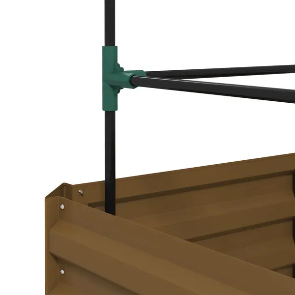 Galvanized Planter Box, 24" x 24" x 11.75" Raised Garden Bed with Tomato Cage for Climbing Vines, Brown - product image 9