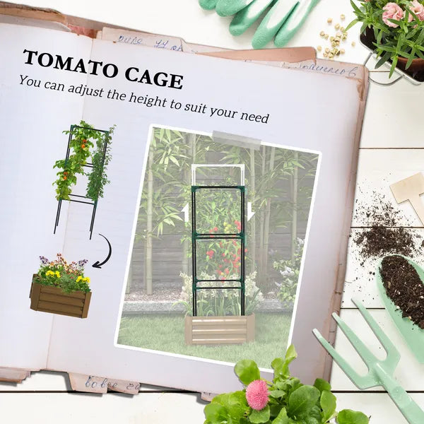Galvanized Planter Box, 24" x 24" x 11.75" Raised Garden Bed with Tomato Cage for Climbing Vines, Brown - product image 4