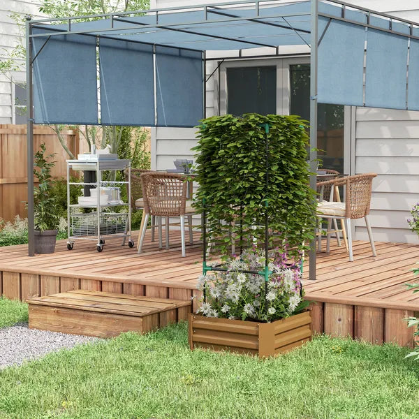 Galvanized Planter Box, 24" x 24" x 11.75" Raised Garden Bed with Tomato Cage for Climbing Vines, Brown - product image 7