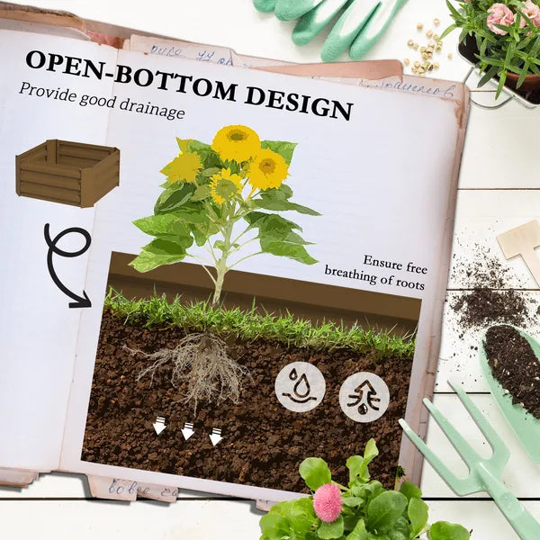 Galvanized Planter Box, 24" x 24" x 11.75" Raised Garden Bed with Tomato Cage for Climbing Vines, Brown - product image 5