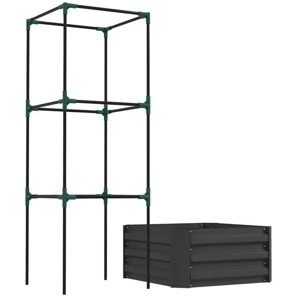 Galvanized Planter Box, 24" x 24" x 11.75" Raised Garden Bed with Tomato Cage for Climbing Vines, Dark Gray - product image 8