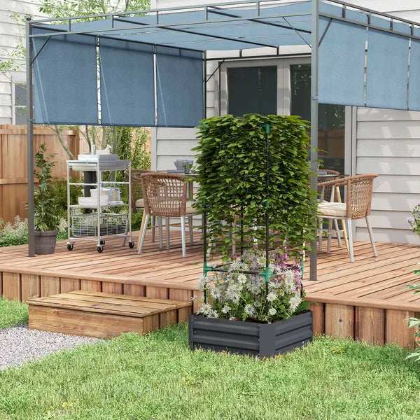 Galvanized Planter Box, 24" x 24" x 11.75" Raised Garden Bed with Tomato Cage for Climbing Vines, Dark Gray - product image 7