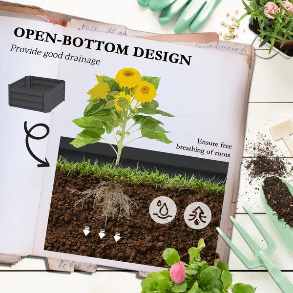 Galvanized Planter Box, 24" x 24" x 11.75" Raised Garden Bed with Tomato Cage for Climbing Vines, Dark Gray - product image 5