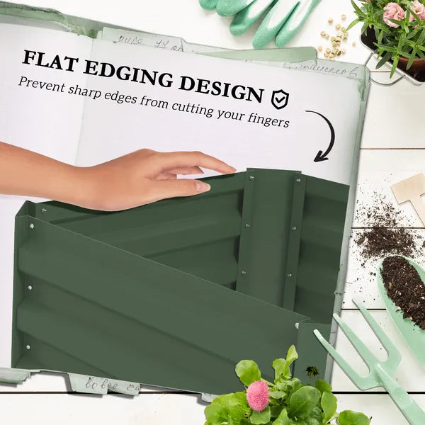 Outsunny Galvanized Planter Box, 24" x 24" x 11.75" Raised Garden Bed with Tomato Cage for Climbing Vines, Light Green - product image 6