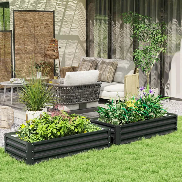 2-Pack Galvanized Raised Garden Beds 4 x 2 x 1 Ft Metal Planter Boxes Gray - product image 2