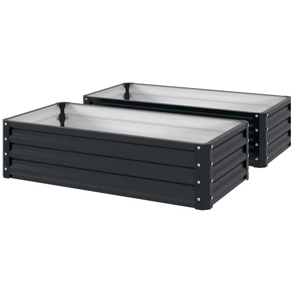 2-Pack Galvanized Raised Garden Beds 4 x 2 x 1 Ft Metal Planter Boxes Gray - product image 1