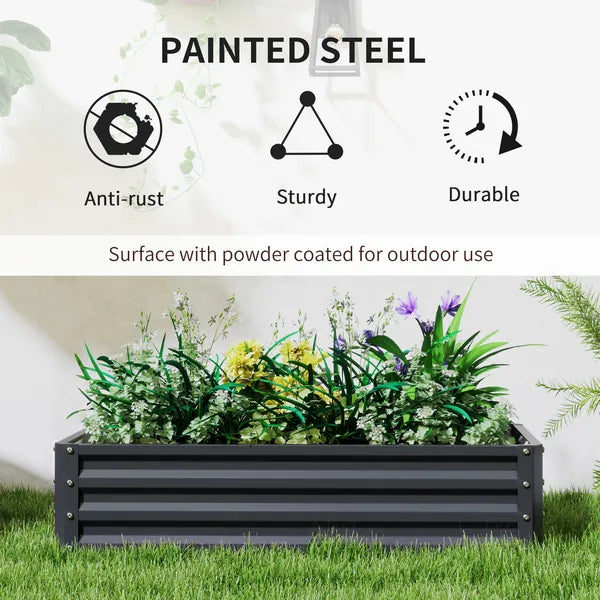 2-Pack Galvanized Raised Garden Beds 4 x 2 x 1 Ft Metal Planter Boxes Gray - product image 4