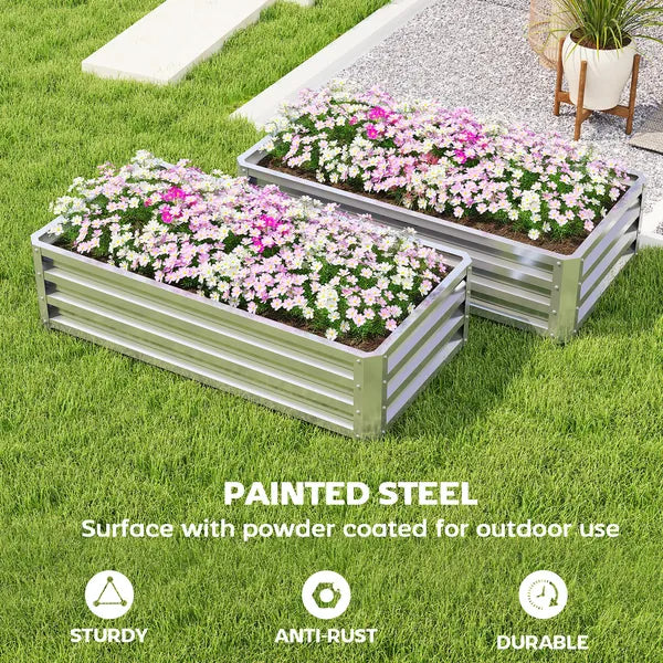 2-Pack Galvanized Raised Garden Beds 4 x 2 x 1 Ft Metal Planter Boxes Silver - product image 4